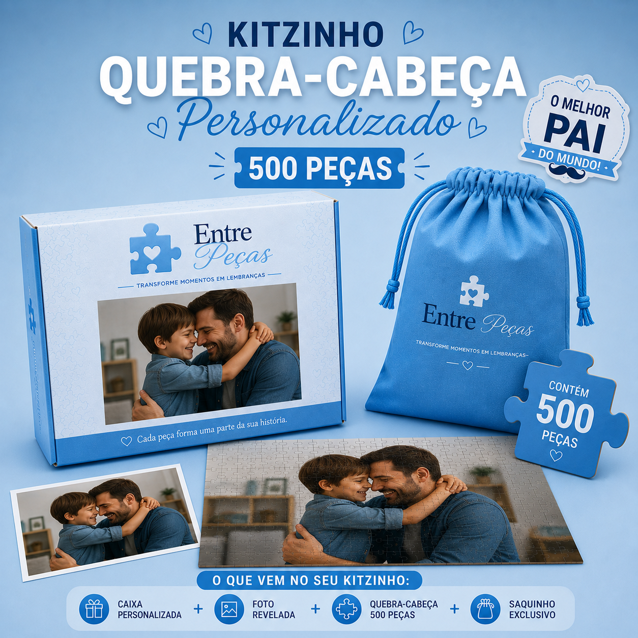 Kit quebra-cabeça 500 peças